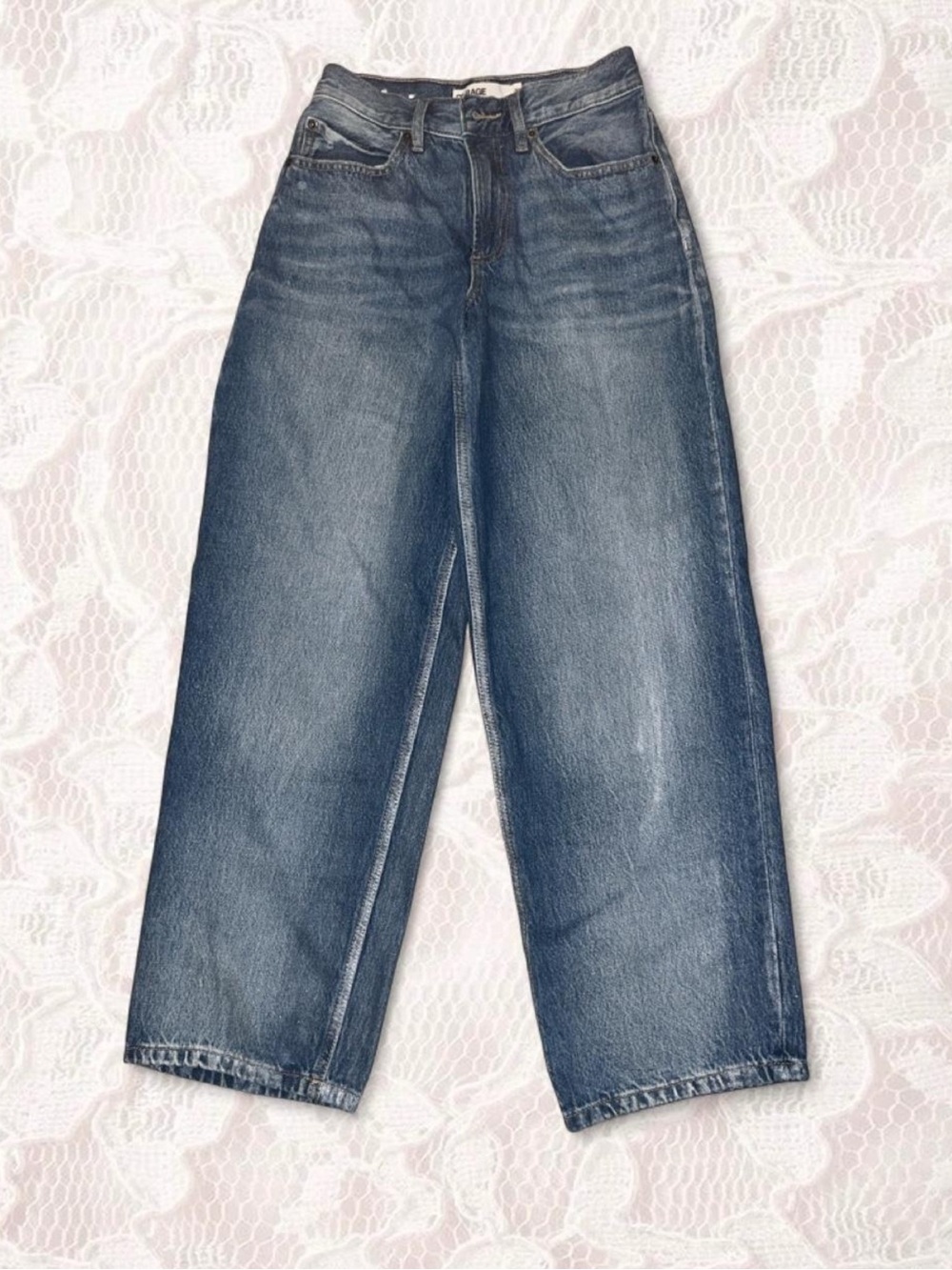 Low-Rise Wide Leg Blue Denim Jeans